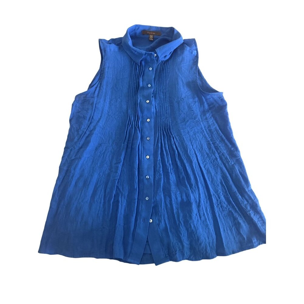 Sleeveless Royal Blue Button-Down Tunic Blouse XL By Fever